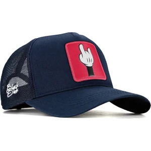 V1 Trucker Parmak - 1 Kod Logolu Unisex Lacivert Şapka (Cap)