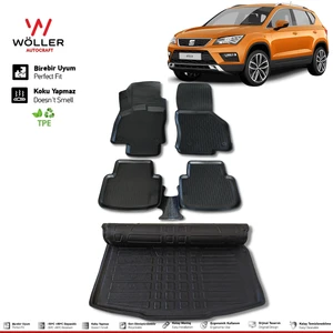 Seat Ateca Paspas Bagaj Havuzu Set 2017 Sonrası Uyumlu 3D Wöller Ultraflex Set