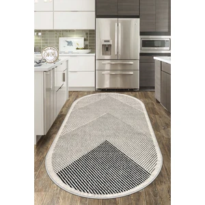West Home Dijital Baskı Makinede Yıkanabilir Kaymaz Taban Leke Tutmaz  Bej Oval Mutfak Halısı Salon Halısı ve Yolluk