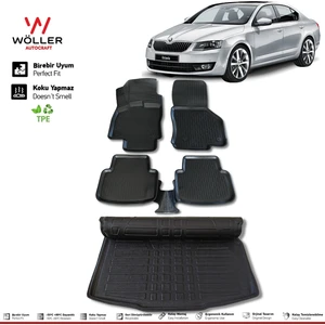 Skoda Octavia Paspas Bagaj Havuzu Set 2013 2019 Arası 3D Wöller Ultraflex Set