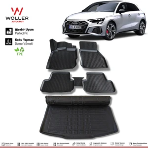 Audi A3 Sportback Paspas Bagaj Havuzu 2021 Sonrası 3D Ultraflex Set