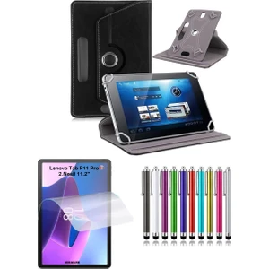 Duhalıne Lenovo Tab P11 Pro 2.Nesil 11.2"  Uyumlu Standlı Tablet Kılıfı + Kırılmaz Ekran Koruyucu+ Dokunmatik Kalem