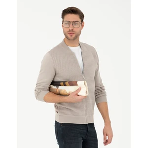 Pierre Cardin Erkek Kum Melanj Regular Fit Triko Hırka 50284164-VR123
