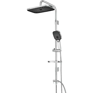 Ece Store Diamond Touch Butonlu Galaxy Tall Krom Robot Duş Seti Butonlu Fonksiyonlu Robot Duş Seti Siyah Detaylı