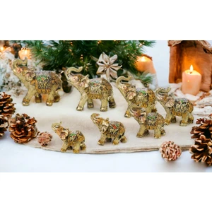 Lüks Işlemeli 7li Bereket Fil Biblo Hediyelik Dekoratif Ürün Konsol Vitrin Süsü Ev Yılbaşı Hediyesi4