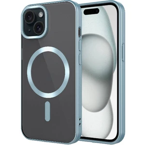 Case 4u Apple iPhone 15 Magsafe Wireless Şarj Destekli Kamera Korumalı Şeffaf Kenarları Renkli Mat Setro Kılıf Açık Yeşil