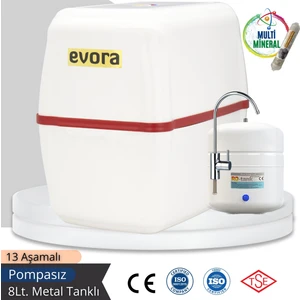 13 Aşamalı 8 Lt Beyaz Kapalı Oval Kasa Pompasız Su Arıtma Cihazı