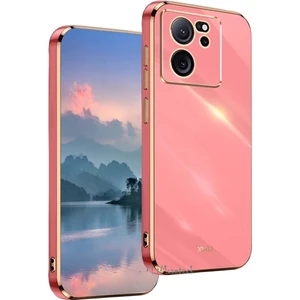 M.TK Moveteck Xiaomi Mi 13T & Mi 13T Pro Kılıf Kamera Korumalı Parlak Gold Altın Kenarlı