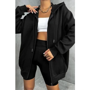 Kapüşonlu Fermuarlı Oversize Mevsimlik Unisex Sweatshirt Cepli