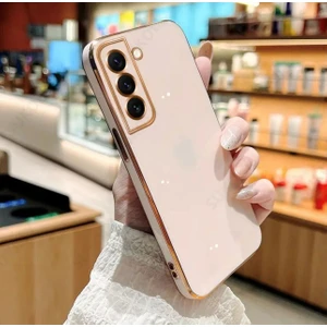 M.TK Moveteck Samsung Galaxy S23 Fe Uyumlu Kılıf Kamera Korumalı Parlak Gold Kenarlı Altın