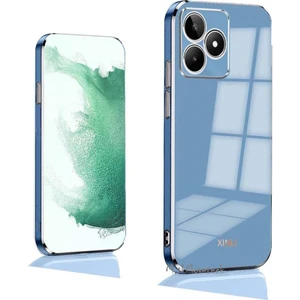 M.TK Moveteck Realme C53 Uyumlu Kılıf Kamera Korumalı Parlak Gold Altın Kenarlı