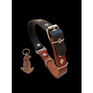 Köpek boyun tasması hakiki deri siyah kahverengi kalınlık:4mm genişlik:2,5cm boyun ölçüsü:35-46cm ayarlamalı dog collar T1-4