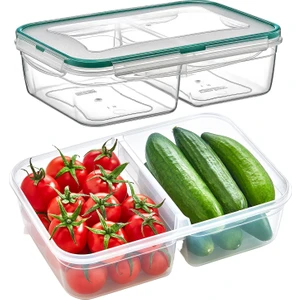 Fresh Box 2 Bölmeli Saklama Kabı 2000 ml Hava Geçirmez Sıvı Sızdırmaz Beslenme Kabı