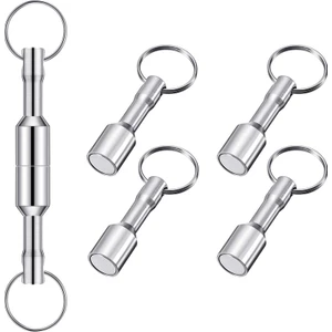 6 Adet Metal Mıknatıs Anahtarlık Manyetik Anahtarlık Cep Anahtarlık Mıknatıs Tutucu Bölünmüş Yüzük Takı Test Mıknatısı (Yurt Dışından)