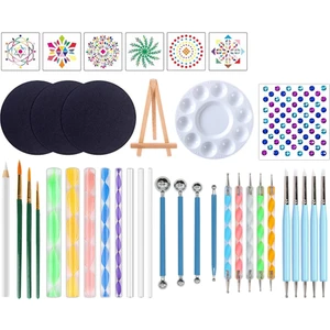 38 Adet Mandala Süsleyen Araçları Boyama Seti-Nokta Boya Şablonlar Araç Seti Sanat Zanaat Malzemeleri Kitleri Tepsi Fırça Kalem (Yurt Dışından)