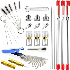 Airbrush Temizleme Kiti, Airbrush Nozul Kapağı Kiti ve Airbrush Iğne Parçaları, Airbrush Püskürtme Aksesuarları 0,2/0,3/0,5 mm (Yurt Dışından)