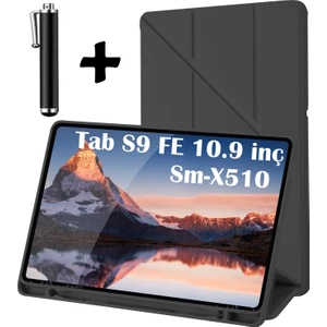 M.TK Moveteck Samsung Galaxy Tab S10 Fe 10.9inç 2025 Tablet Kılıf Kalem Bölmeli Trifolding Yatay Dikey Standlı Sm-X520 Sm-X510