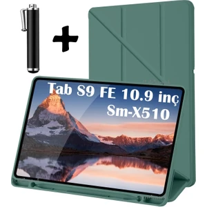 M.TK Moveteck Samsung Galaxy Tab S9 Fe/S10 Fe/S10 lite 10.9 Kılıf Kalem Bölmeli Trifolding Yatay Dikey Standlı Case SM-X520 X510 X400