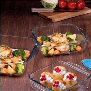 Kare Borcam Fırın Tepsisi - 3 Lü Borcam Seti Takımı