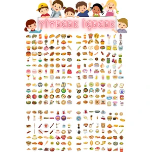 Etiketçi Paşa 368 Adet Yiyecek - İçecek Karışık Sticker / Etiket