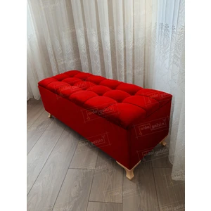 Yeni Model Lüks Çizgi Kapitoneli Sandıklı Puf Bench (70*45) Gold Ayak