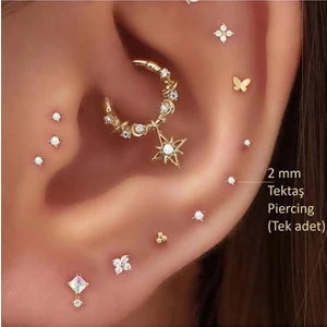 Mini Tektaş Cerrahi Çelik Piercing Tragus Helix Kıkırdak Conch Gold Renk 6 Mm