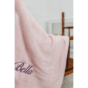 Tiny Kids Welsoft Bebek Battaniyesi Kişiye Özel Nakış Işlemeli Isimli Triko Pembe Içi Peluş Yenidoğan Battaniye