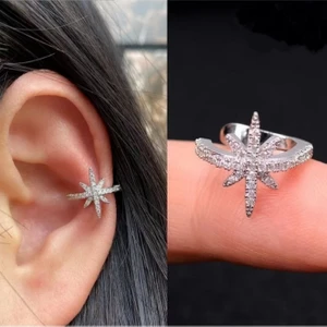 Silver Renk Kuzey Yıldızı Earcuff Kutup Yıldızı Sıkıştırma Kıkırdak Küpesi
