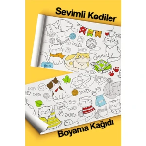 Ceo Design Sevimli Kediler Temalı 2 5 Metre Dev Boyama Aktivite Kağıdı Çocuklar Kreşler Anaokulları