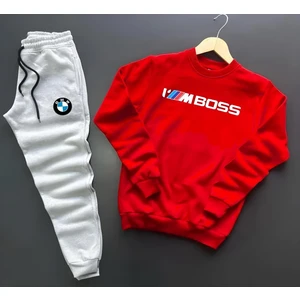 New Cabin Yeni Sezon I'm Boss Baskılı Pamuklu Sıfır Yaka Sweat-Pamuklu Kışlık Eşofman Altı 2'li Takım