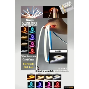Cob Şerit LED Ultra İnce 5 mm Kalınlık Neon Gibi Yanar
