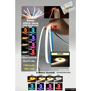 Cob Şerit LED Ultra İnce 5 mm Kalınlık Neon Gibi Yanar