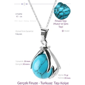 Tesbih Atölyesi El Pençe Model Firuze (Turkuaz) Taşı Kolye