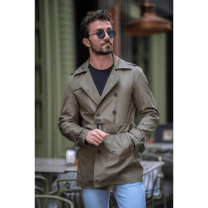 Florina Siyah Trençkot Düz Desenli Uzun Kollu Erkekler İçin Şık Seçim