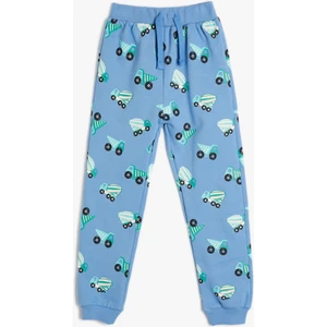 Jogger Eşofman Altı Araba Baskılı Şardonlu Beli Bağlamalı Pamuklu