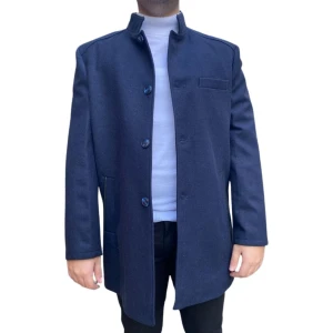 Regular Fit Premium Yün Içerikli Rahat Kalıp Kaşe Kaban Lacivert