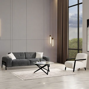 Dolex Siyah Kasa Modern Sırt Mekanizmalı Koltuk Takımı 3+1
