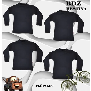 4 Lü Paket Unisex Pamuklu Ligrali Yarım Balıkçı Yaka Lacivert Badi