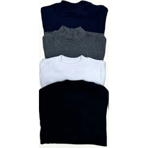 4 Lü Unisex Pamuklu Ligrali Yarım Balıkçı Yaka Badi