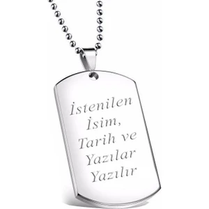 Kişiye Özel Yazılı Asker Künyesi Model Erkek Çelik Kolye eck04