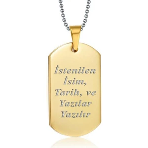 Kişiye Özel Yazılı Asker Künyesi Model Erkek Çelik Kolye eck04