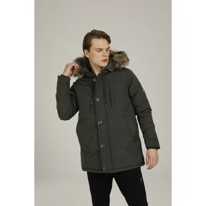 Kapüşonlu Koyu Haki Erkek Kaban 2W3SN543PR