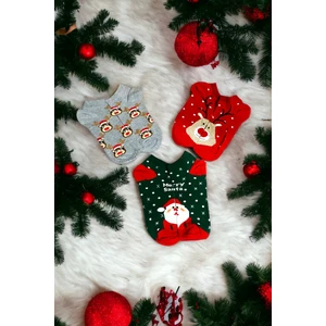 Unisex Yılbaşı Temalı 3'lü Patik Çorap Seti