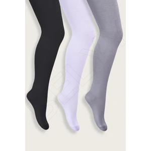 Belyy Socks 3 Lü Paket Düz Pamuklu Kız Çocuk Külotlu Çorap