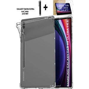M.TK Moveteck Samsung Galaxy Tab S9 Ultra 14.6 Inç Tablet Uyumlu Kılıf + Nano Esnek Cam+ Dokunmatik Kalem Set Korumalı Silikon Tablet Kılıfı SM-X910