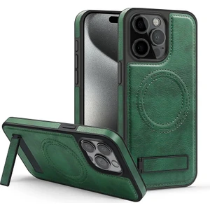 Apple iPhone 15 Pu Deri Manyetik Çekim Braket Cep Telefonu Kılıfı (Yurt Dışından)