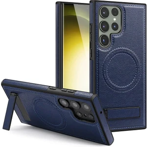Samsung Galaxy S23 Ultra Pu Deri Manyetik Çekim Braket Cep Telefonu Kılıfı (Yurt Dışından)