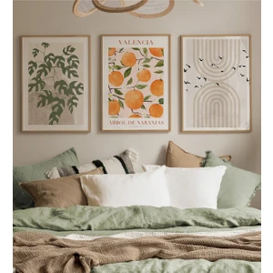 3 Parça Gerçek Ahşap Çerçeveli Tablo Seti