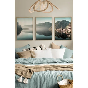 3 Parça Gerçek Ahşap Çerçeveli Tablo Seti