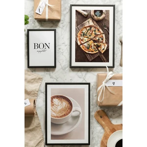 3 Parça Ahşap Çerçeve Görünümlü Mdf Tablo Seti